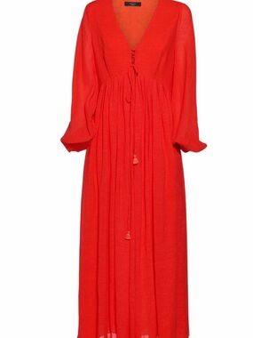 NWT WEEKEND MAX MARA Deodara Gauze V Neck Midi Dress SZ 6